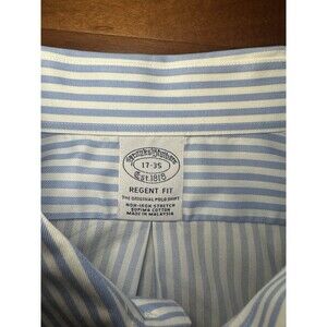 BROOKS BROTHERS Regent Non Iron Light Blue Striped Dress Shirt 17 - 35